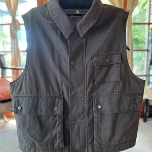 Ralph Lauren Men's Brown Utility Vest W/ Leather Collar